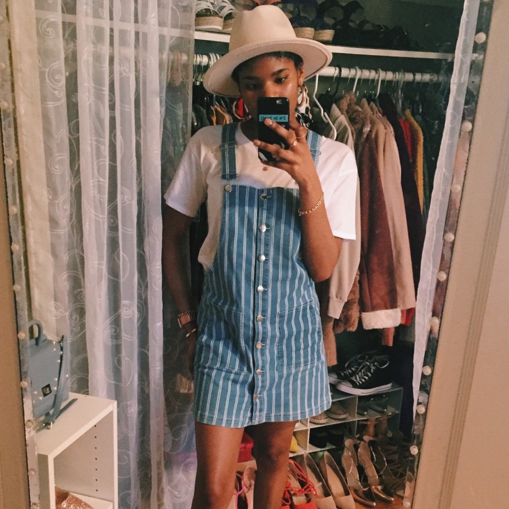 ✨Striped Denim Overall Mini Dress✨